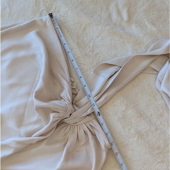 NWT Meshki Ivory Jennifer Twist Maxi Satin Slit A-line Skirt, size M - Picture 5 of 9